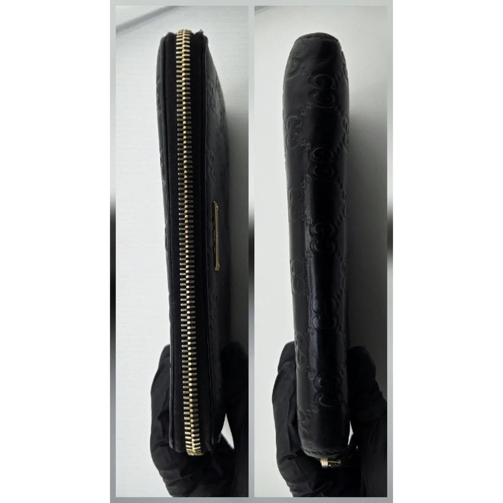 Gucci Guccissima Zip Around Wallet Black Leather GG Monogram 112724-496334 - Picture 8 of 10
